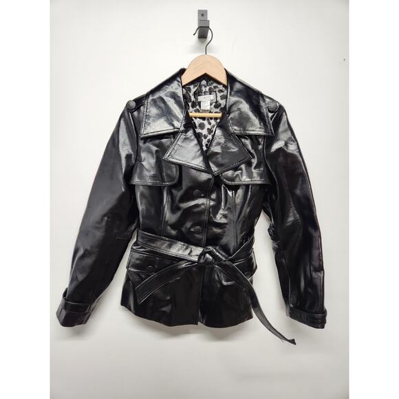 Cache Jackets & Blazers - Vintage Cache Women's Patent Genuine Leather Y2K, 90s Jacket, Size 12, In Black